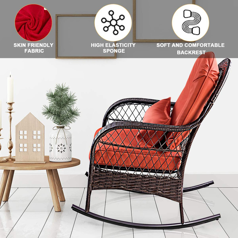 Costway Rattan Rocking Chair with Cushion Image 5