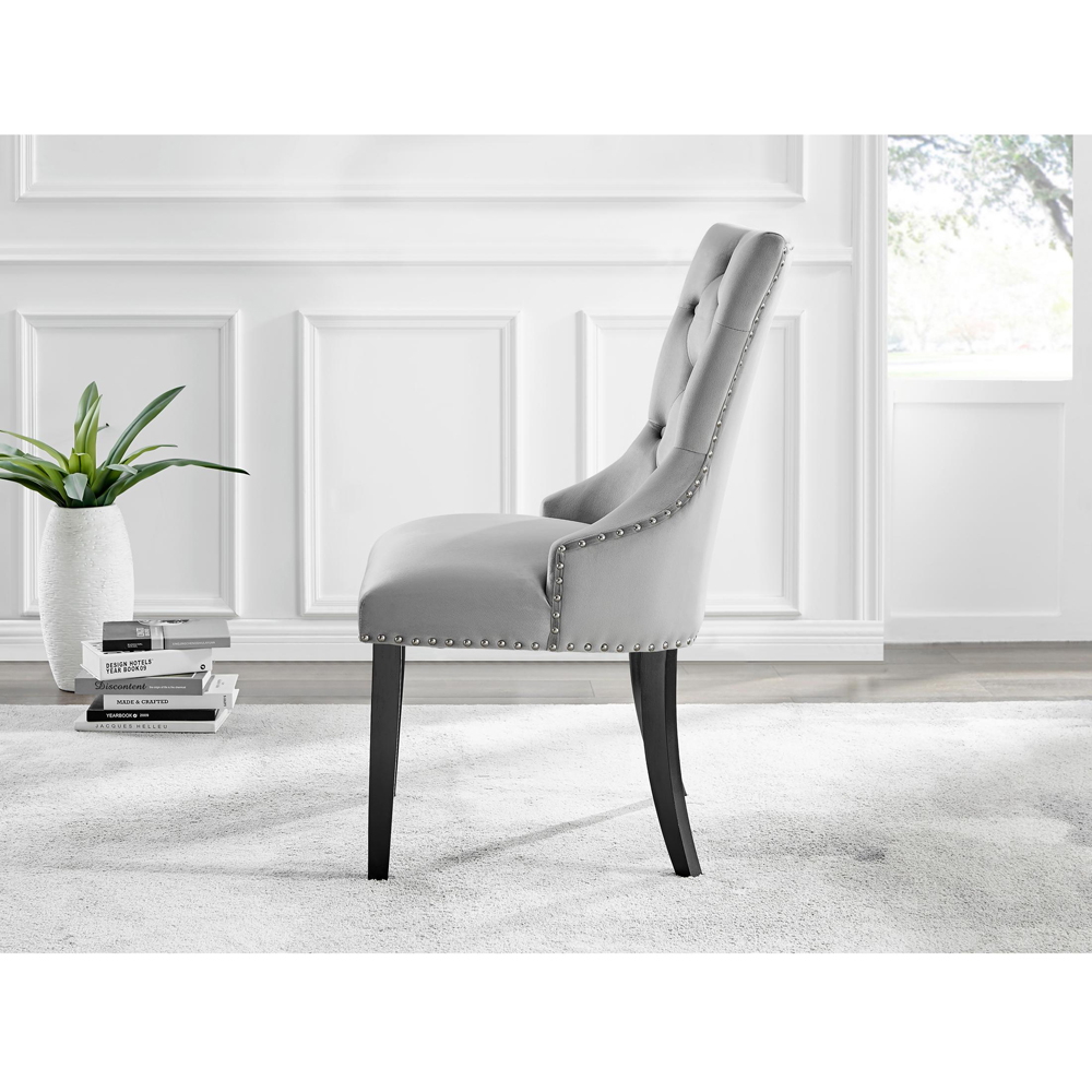 Furniturebox Kennsington Set of 2 Grey Velvet Knockerback Dining Chair Image 7