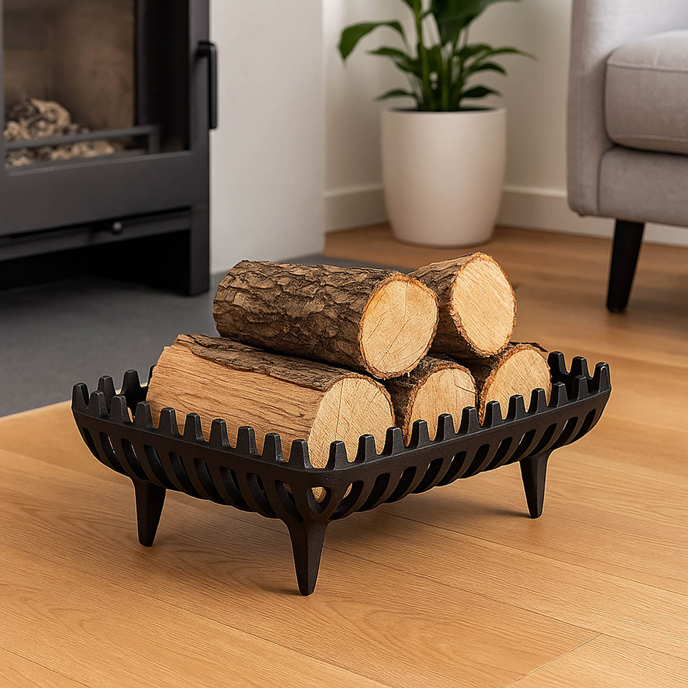 Fire Vida Black Cast Iron Log Basket Large Image 2