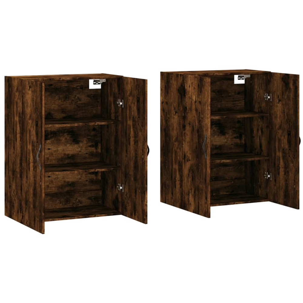 vidaXL 2 Door Smoked Oak Wall Mounted Storage Cabinet 2 Pack Image 4