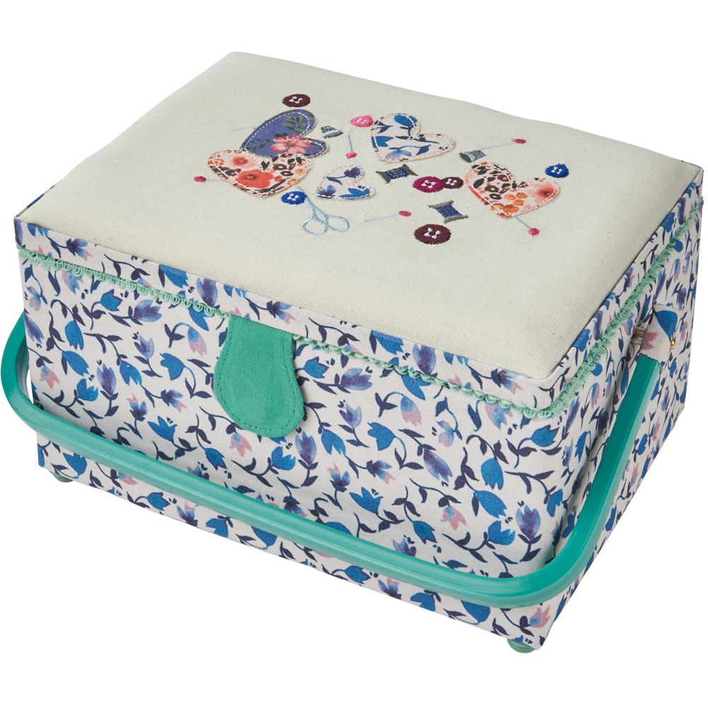 Sewing Online Multicolour Hearts and Buttons Medium Sewing Basket with Carry Handle Image 1