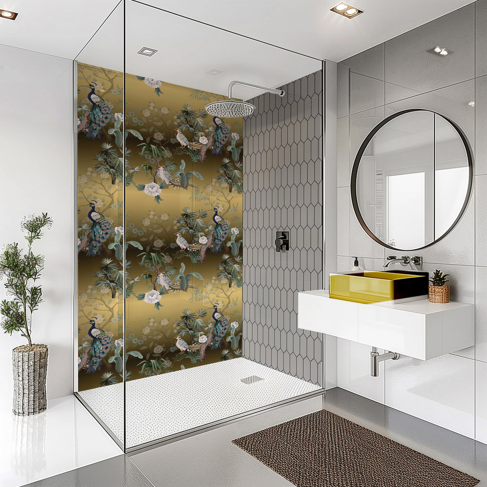 Splashbax Premium Artisan Golden Birds Di Bond Shower Panel 2400 x 900mm Image 5