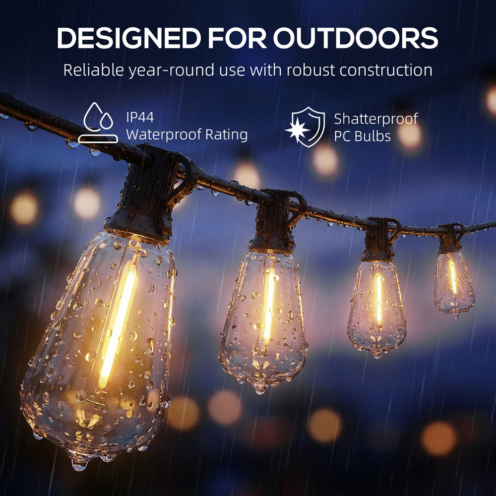 Portland 50 Warm White LED Outdoor Curtain Light Image 6