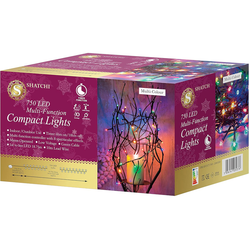Shatchi 750 Multicolour LED Multifunction Green Cable Christmas String Light 19m Image 2