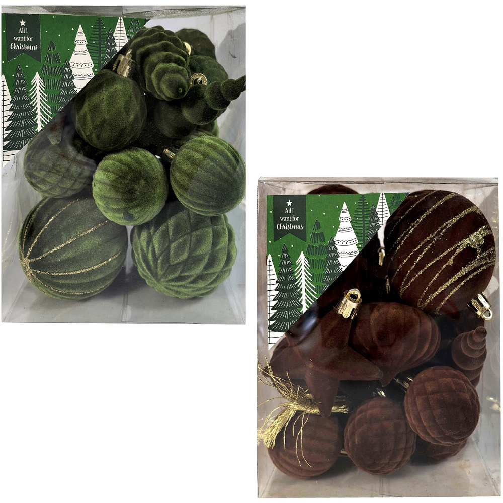 Pack of 24 Flocked Baubles Image 4