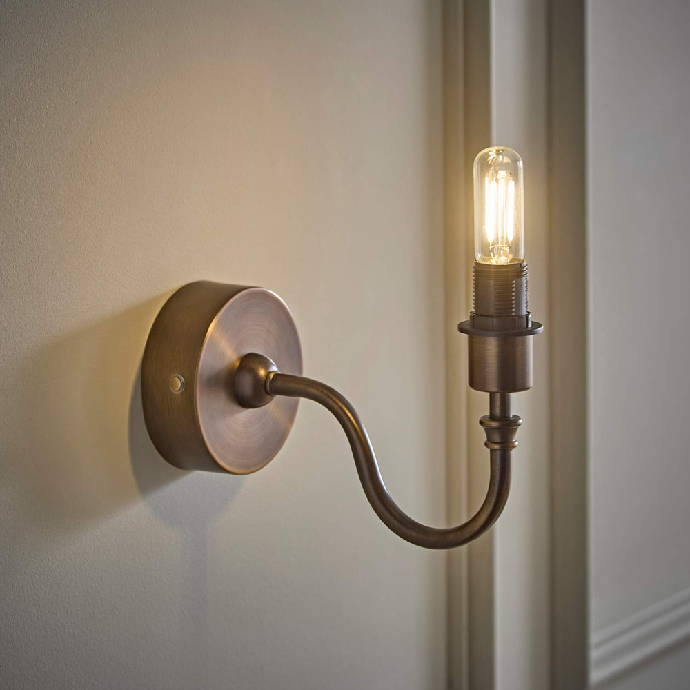 ValueLights Lowe Brushed Brass Metal Portable Rechargeable Wall Light Base with Bulb Image 5