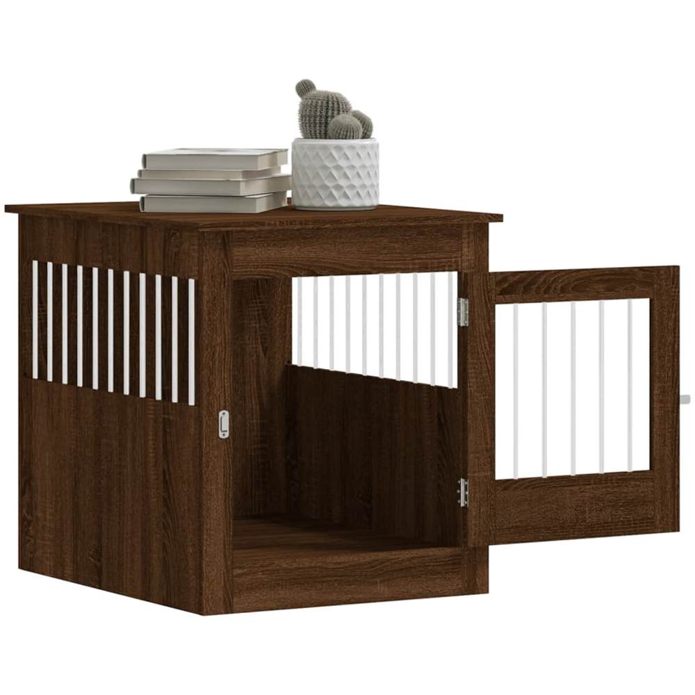 vidaXL Brown Oak Processed Wood Dog Crate Furniture 64.5 x 80 x 71cm Image 4