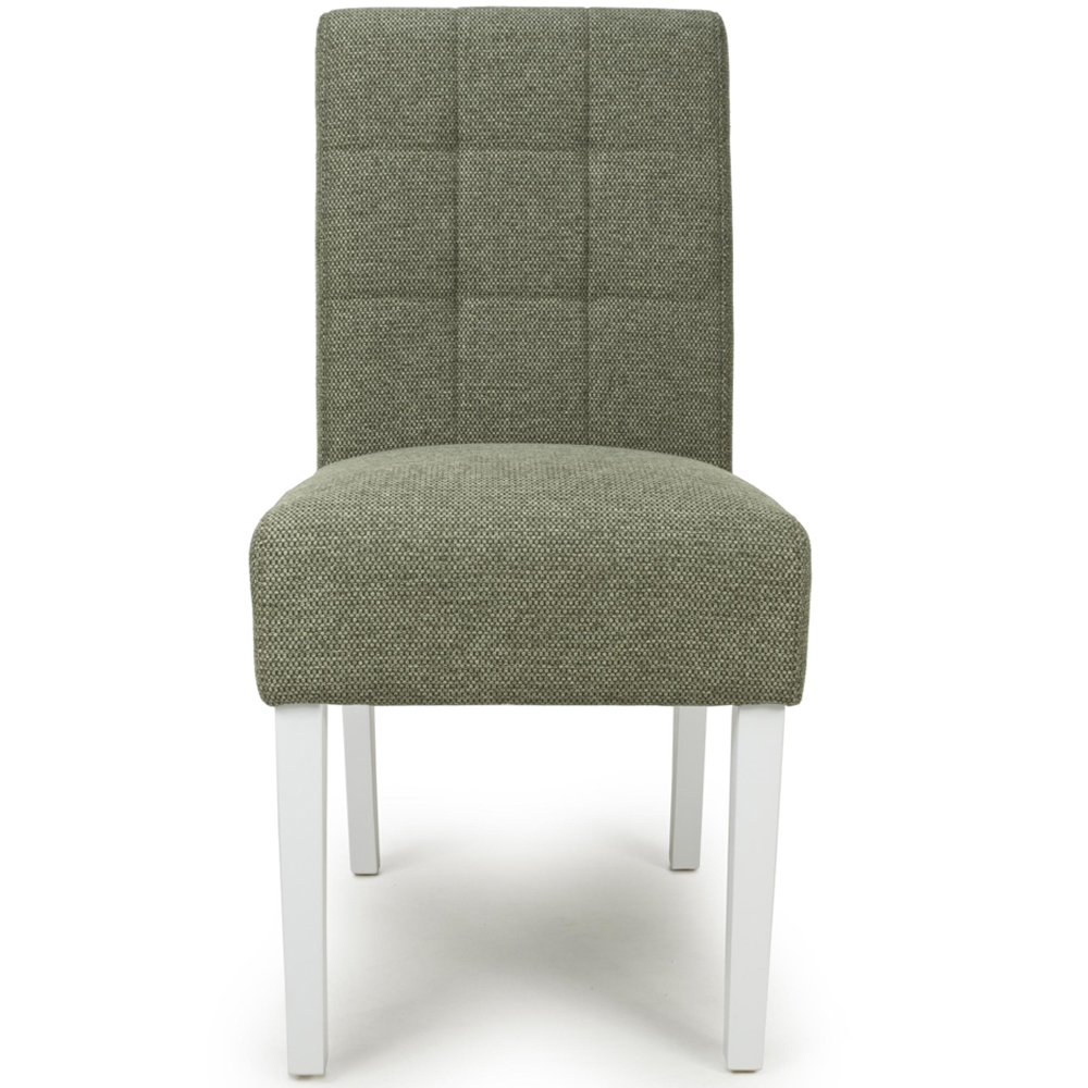 Portland Harlow Olive Weave White Legs Waffle Back Dining Chair Image 4