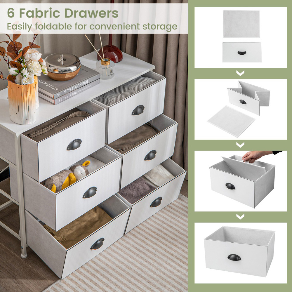 Costway 6 Drawer Rustic White Chest of Drawers Image 7