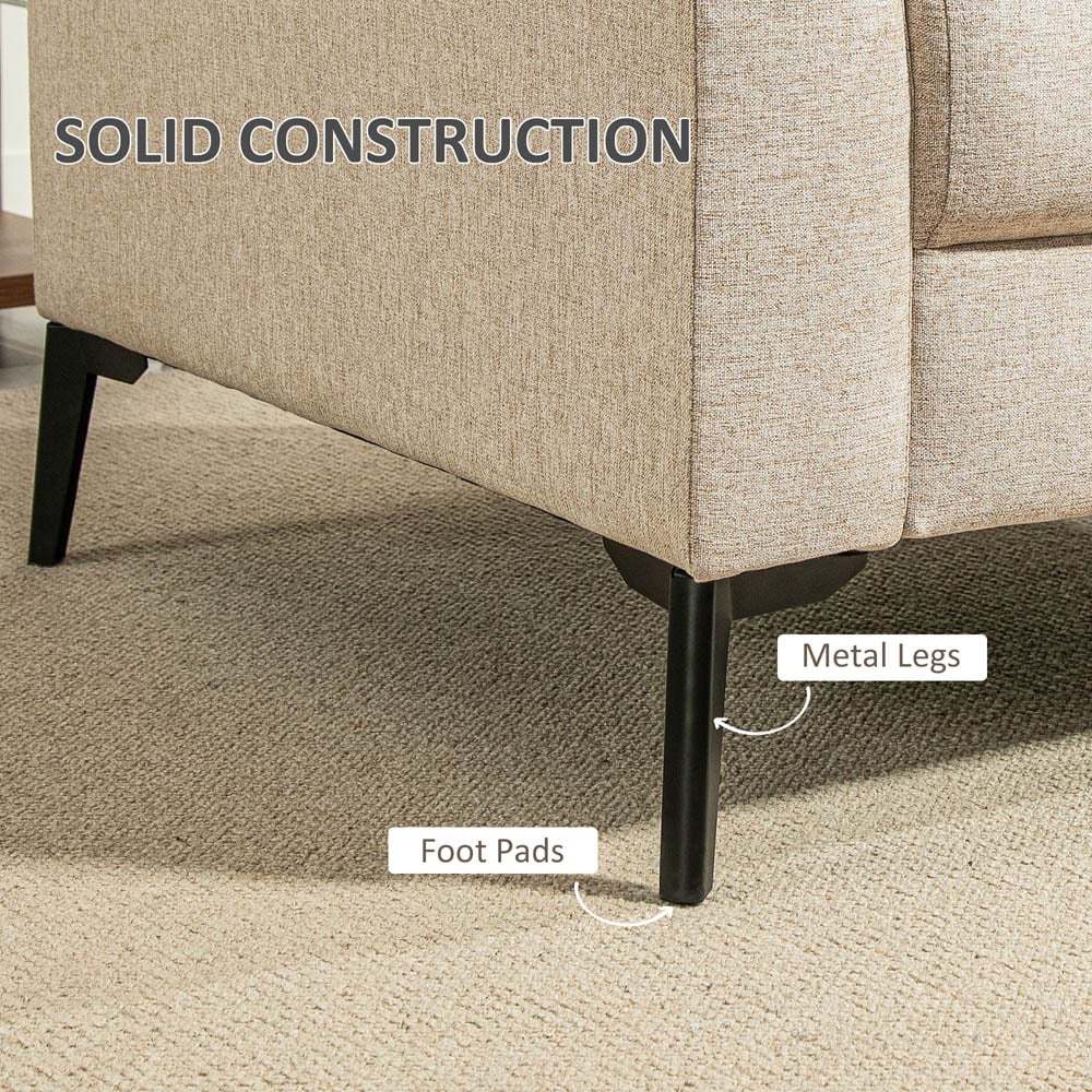 HOMCOM Modern Cream Linen Fabric Accent Chair Image 7