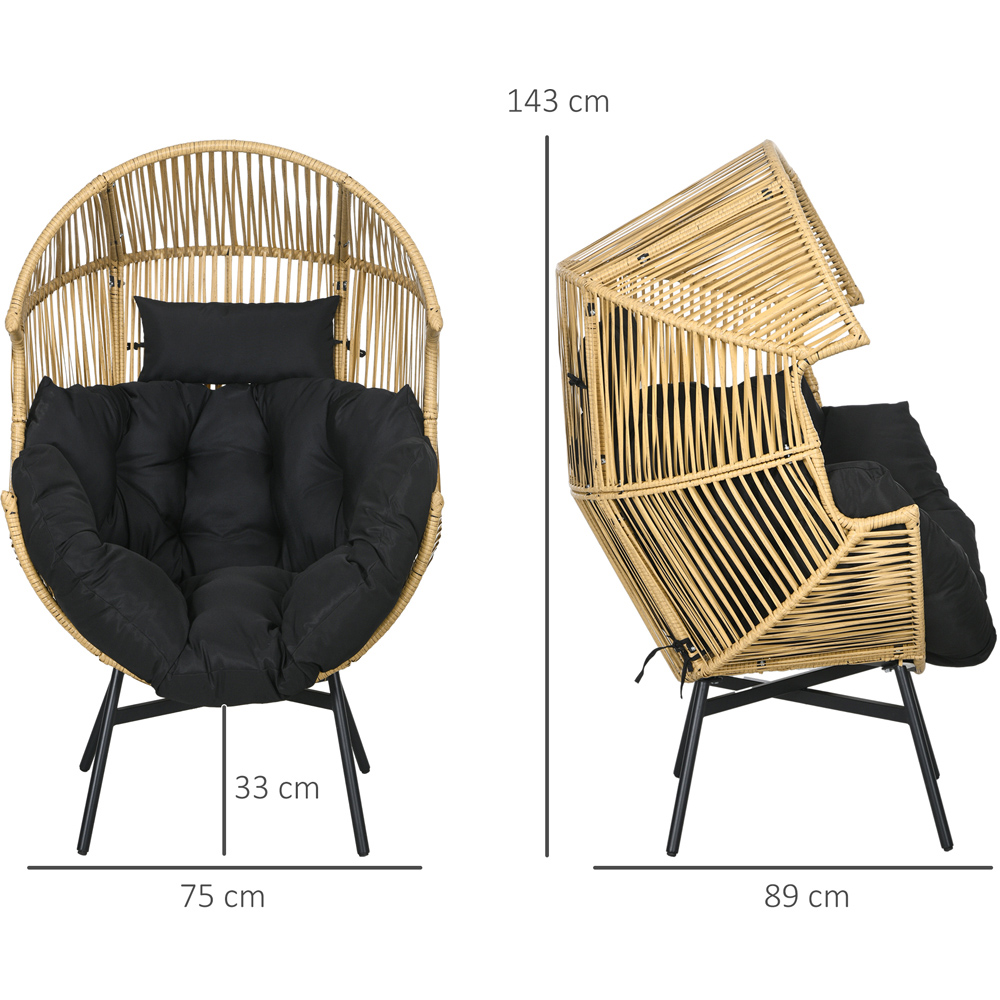 Outsunny Sand Rattan Leisure Egg Chair with Cushion Image 9