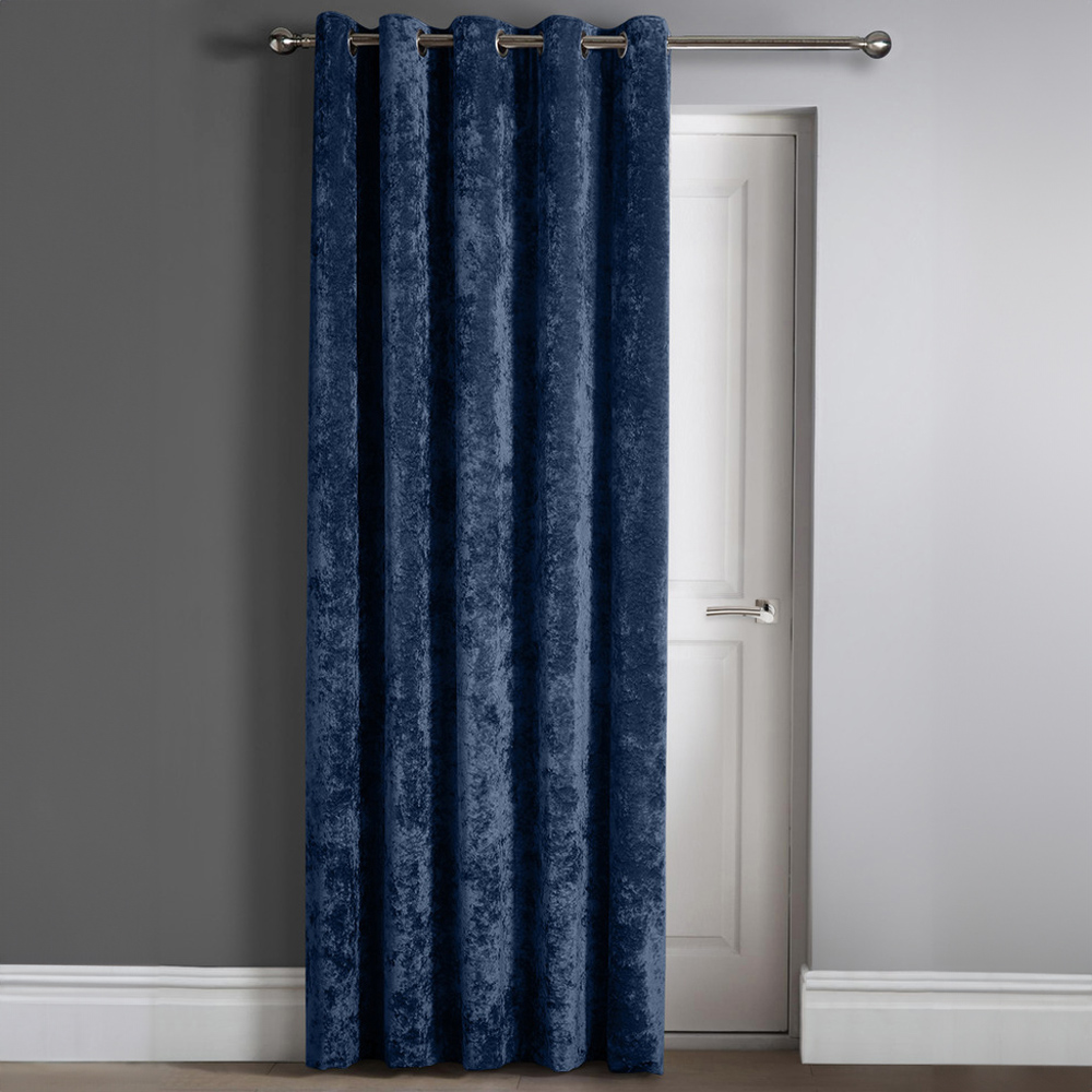 Intimates Navy Blue Crushed Velvet Door Curtain 117X213cm Image 1