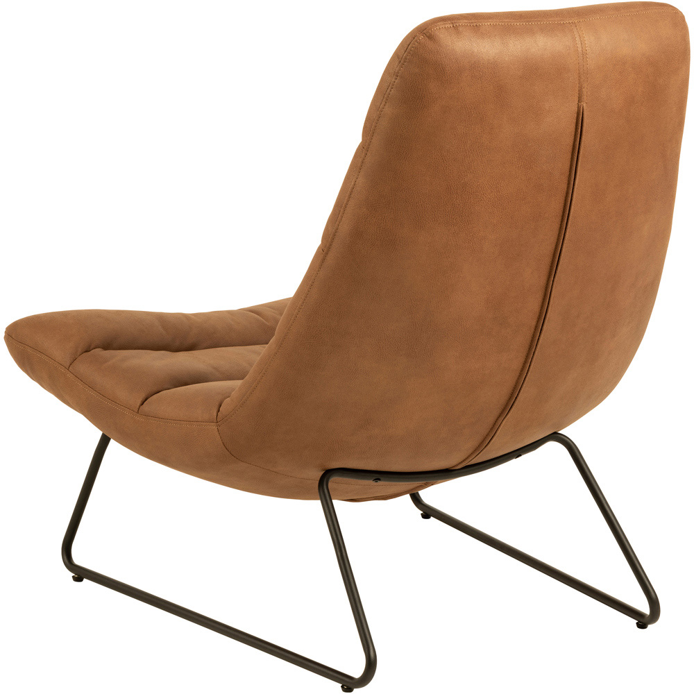 Florence Milford Brown Leather Sledge Base Lounge Chair Image 4