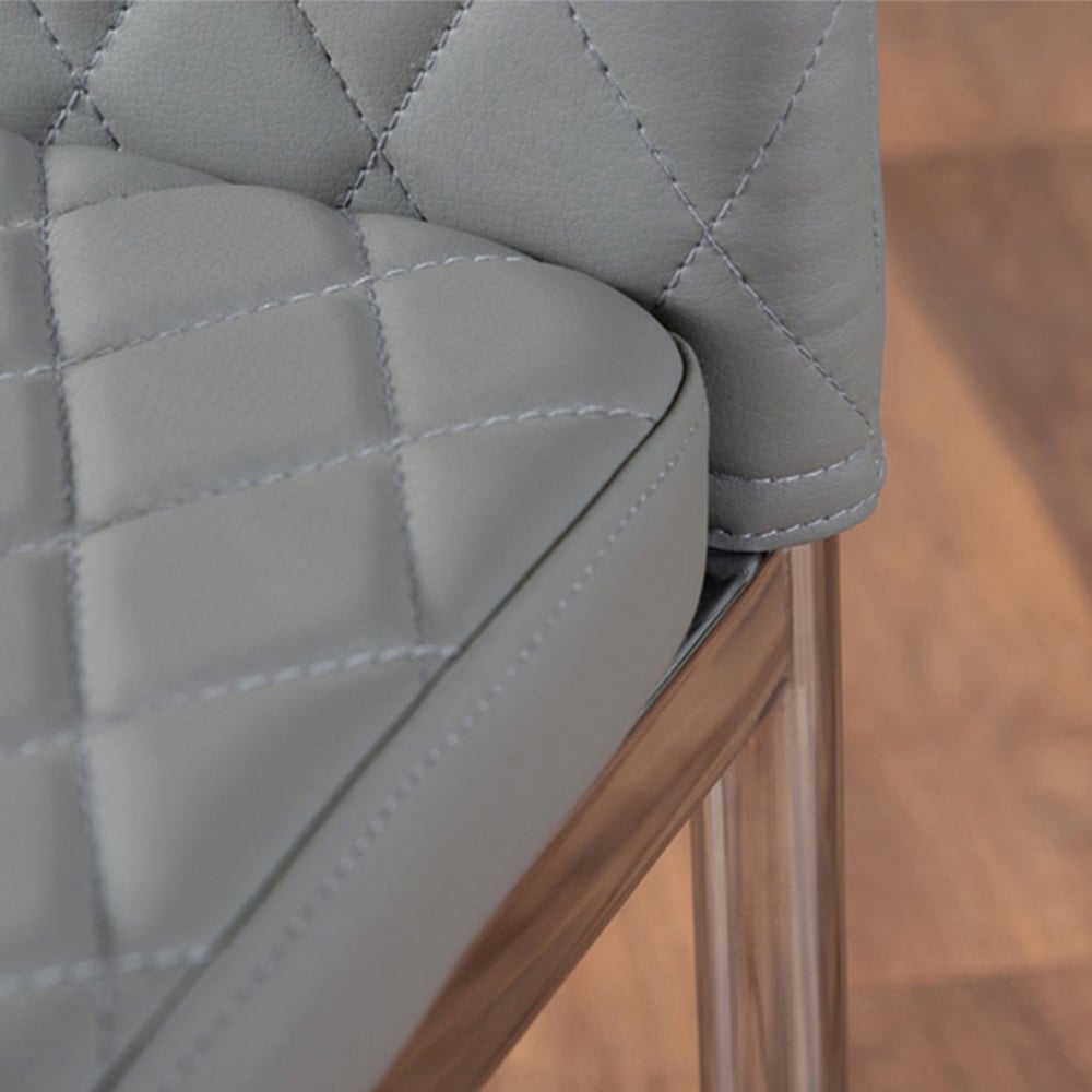 Furniturebox Arona Valera Glass 4 Seater Round Dining Set Chrome and Grey Image 8