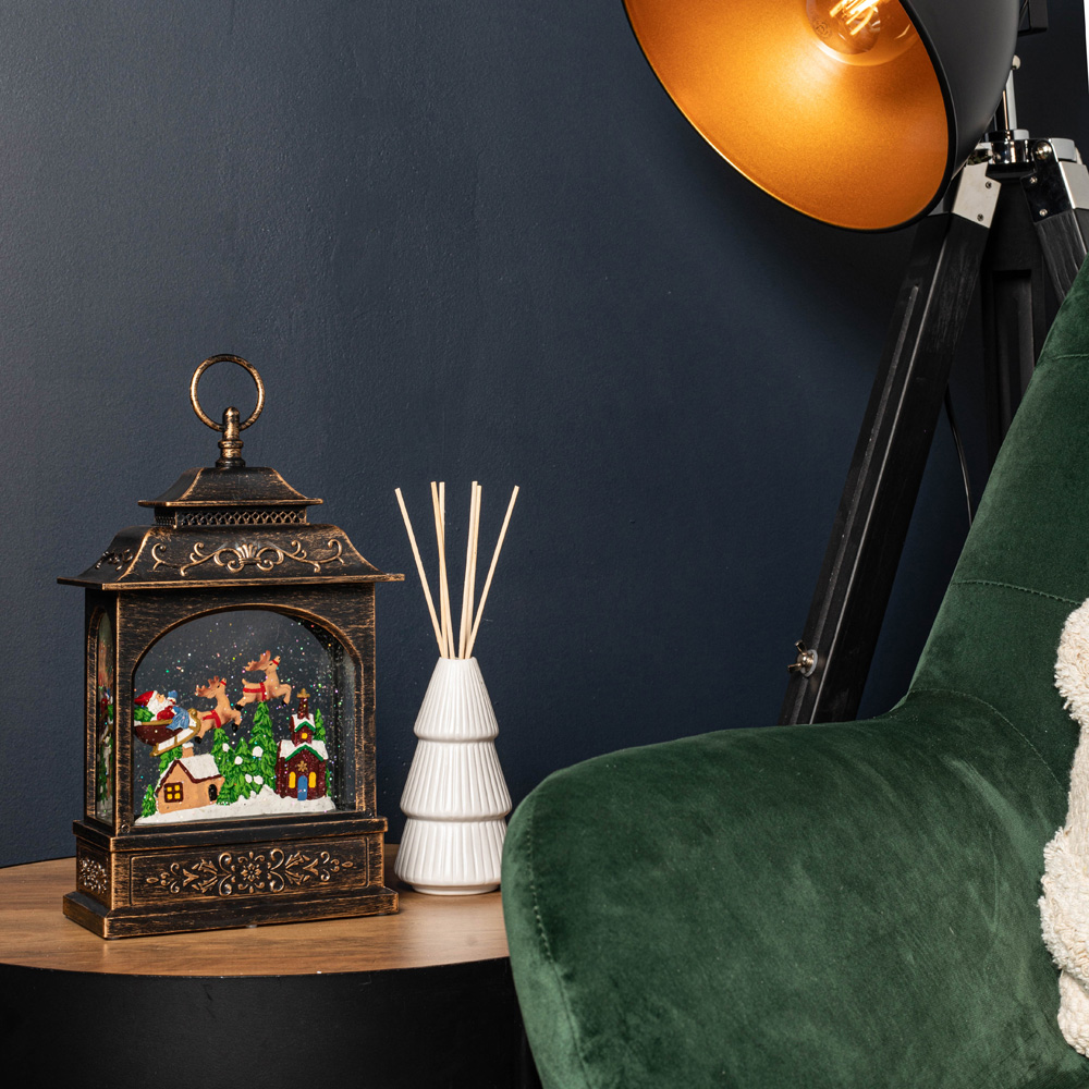 Samuel Alexander Santa Warm White LED Christmas Water Spinner Bronze Lantern 28cm Image 6