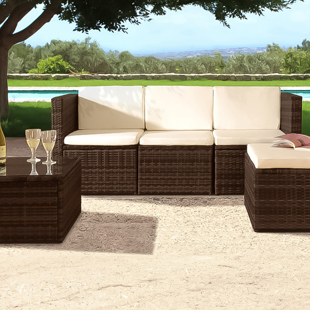 Brooklyn 3 Seater Brown Rattan Garden Sofa Set with Cover Image 2