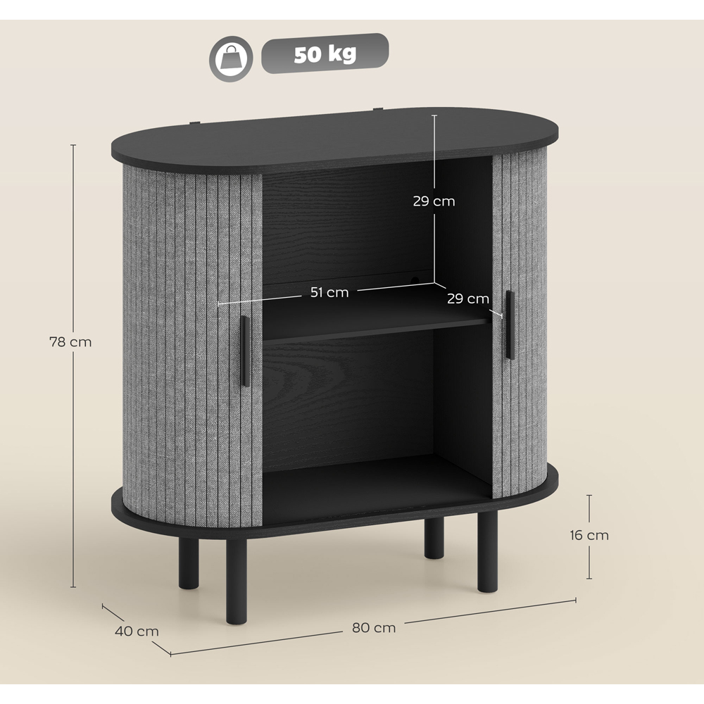 Portland 2 Sliding Doors Grey Modern Tambour Sideboard Image 9