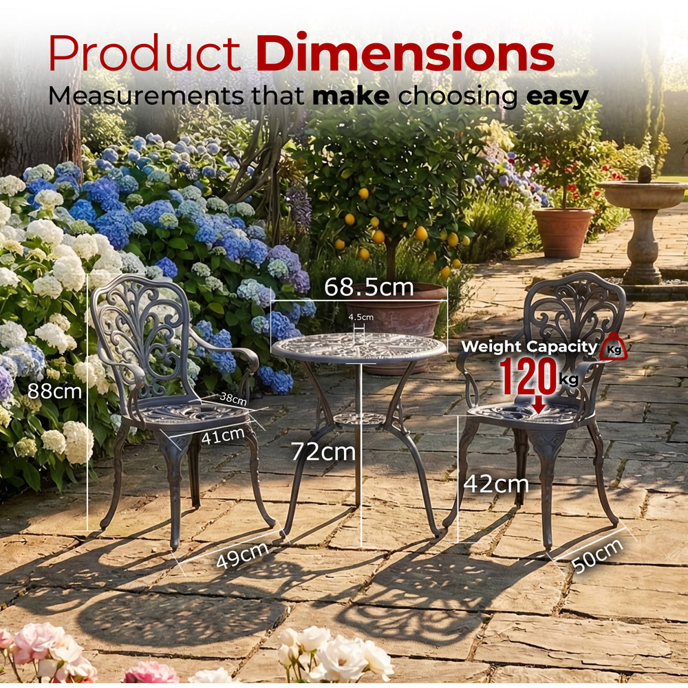 Centurion Supports Bangui 2 Seater Bistro Set Grey Image 9