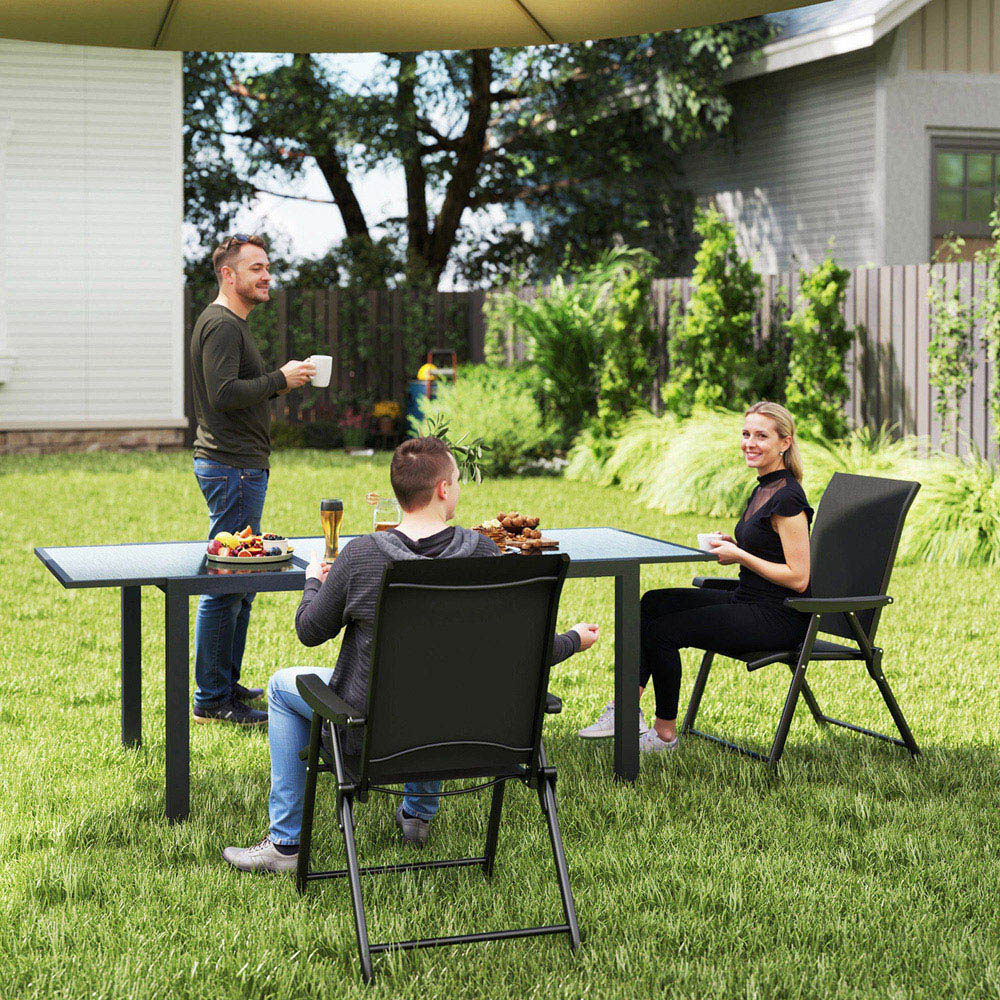 Outsunny Black Folding Chair with Breathable Mesh Fabric Seat Set of 2 Image 3