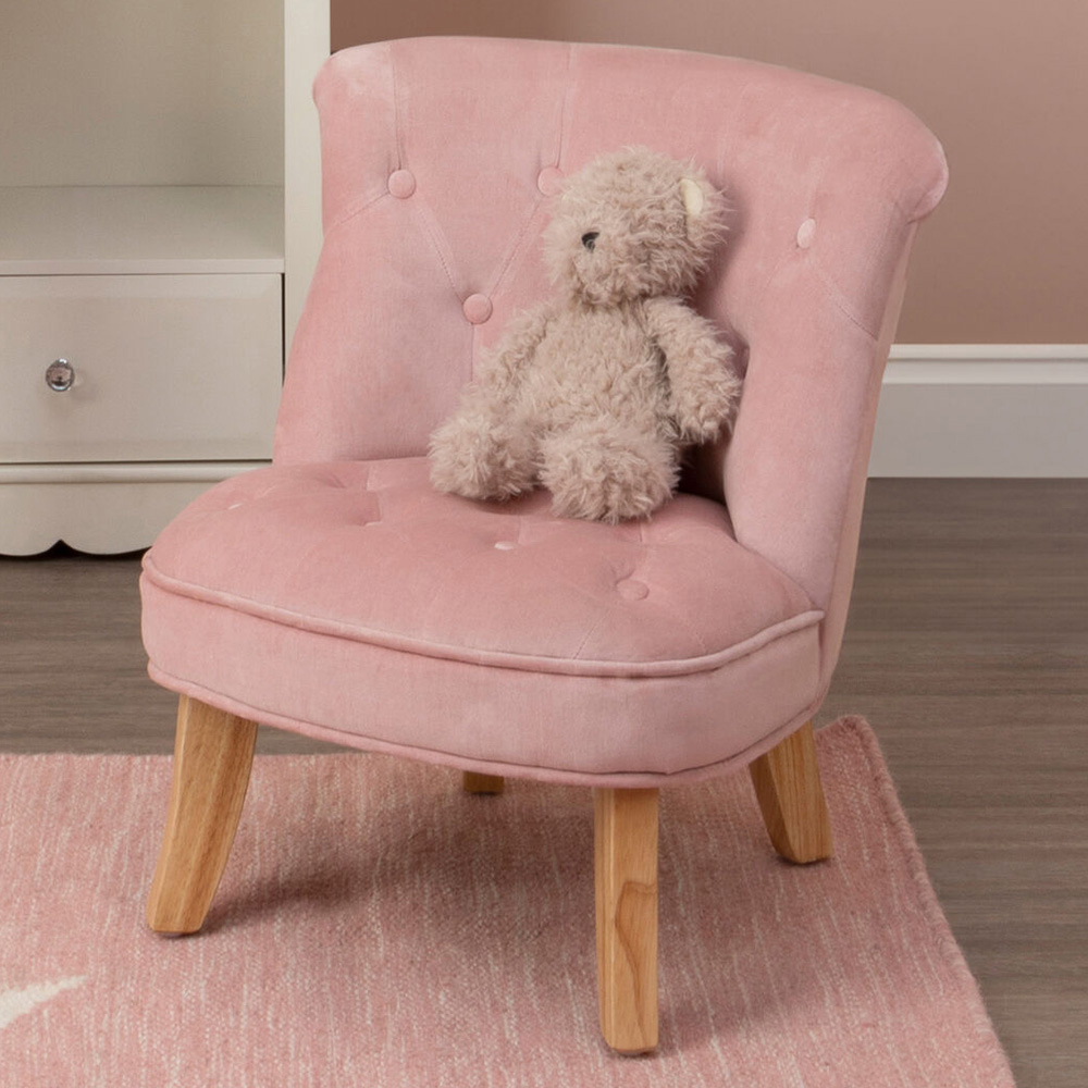 Premier Housewares Estelle Pink Velvet Kids Chair Image 1