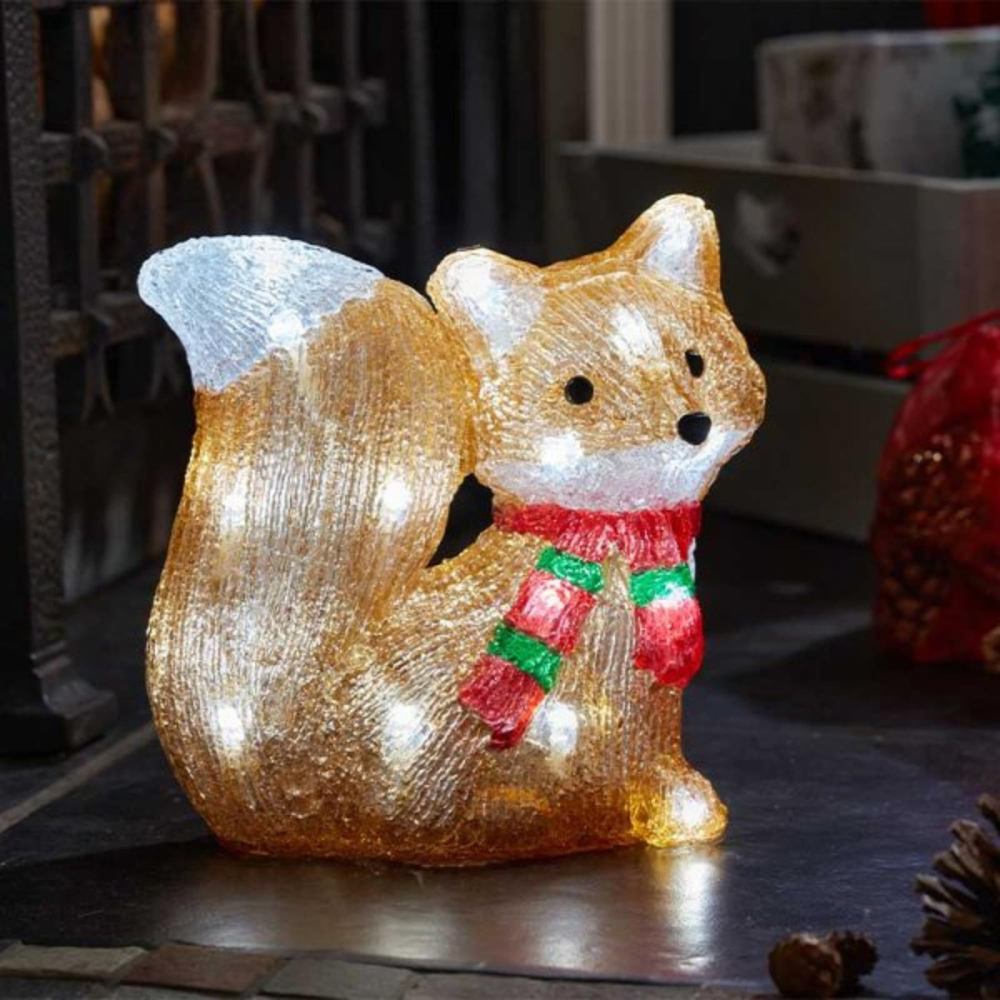 Samuel Alexander 24 Cool White LED Ice Fox Battery Operated Christmas Decoration 19cm Image 4