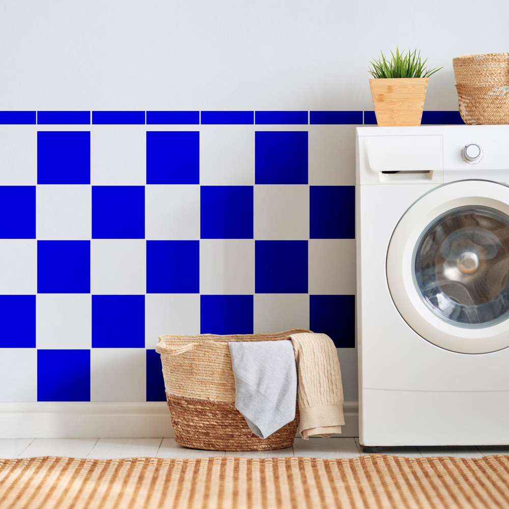 Walplus Navy Blue Block Self Adhesive Tile Sticker 24 Pack Image 1