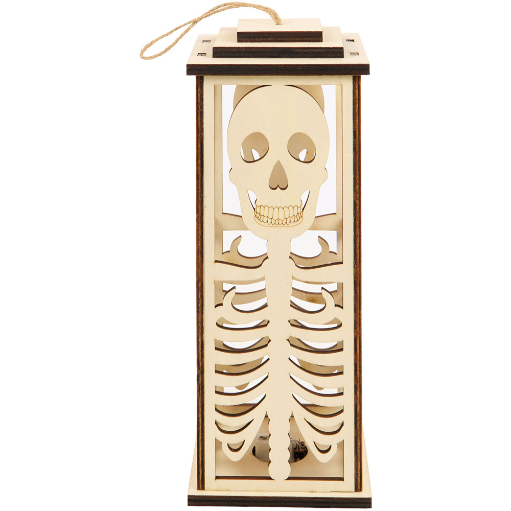 LED Skull or Spider Wooden Lantern Image 5
