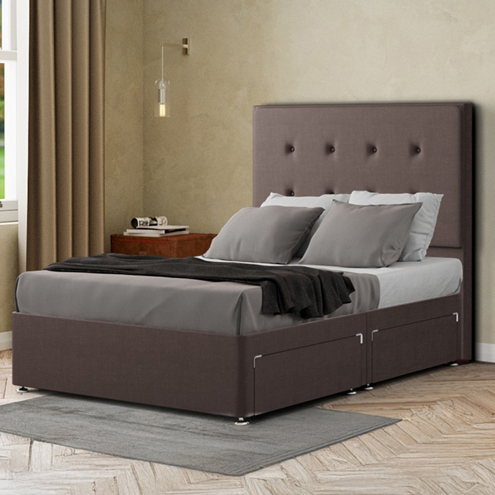 Portland Darlington King Size Slate Malham Weave Divan Bed with 2 Drawers and Headboard Image 1