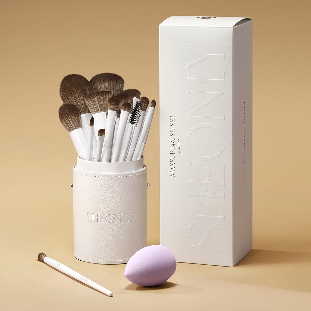 Living and Home Pro Pure White Makeup Brush Set 16 Piece Image 2