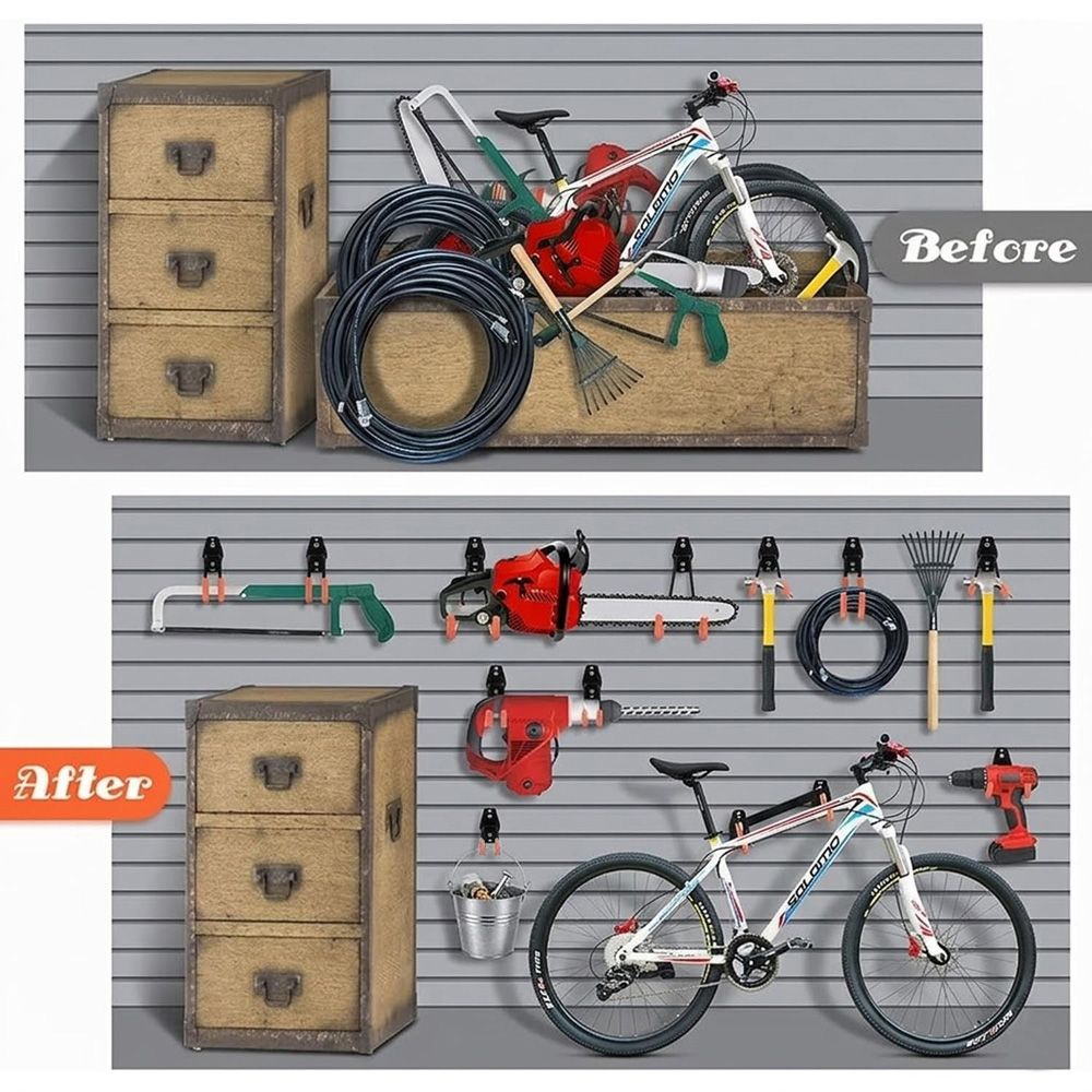 ATEK 10 Piece Orange and Black Steel Double Utility Garage Wall Storage Hook Set Image 5