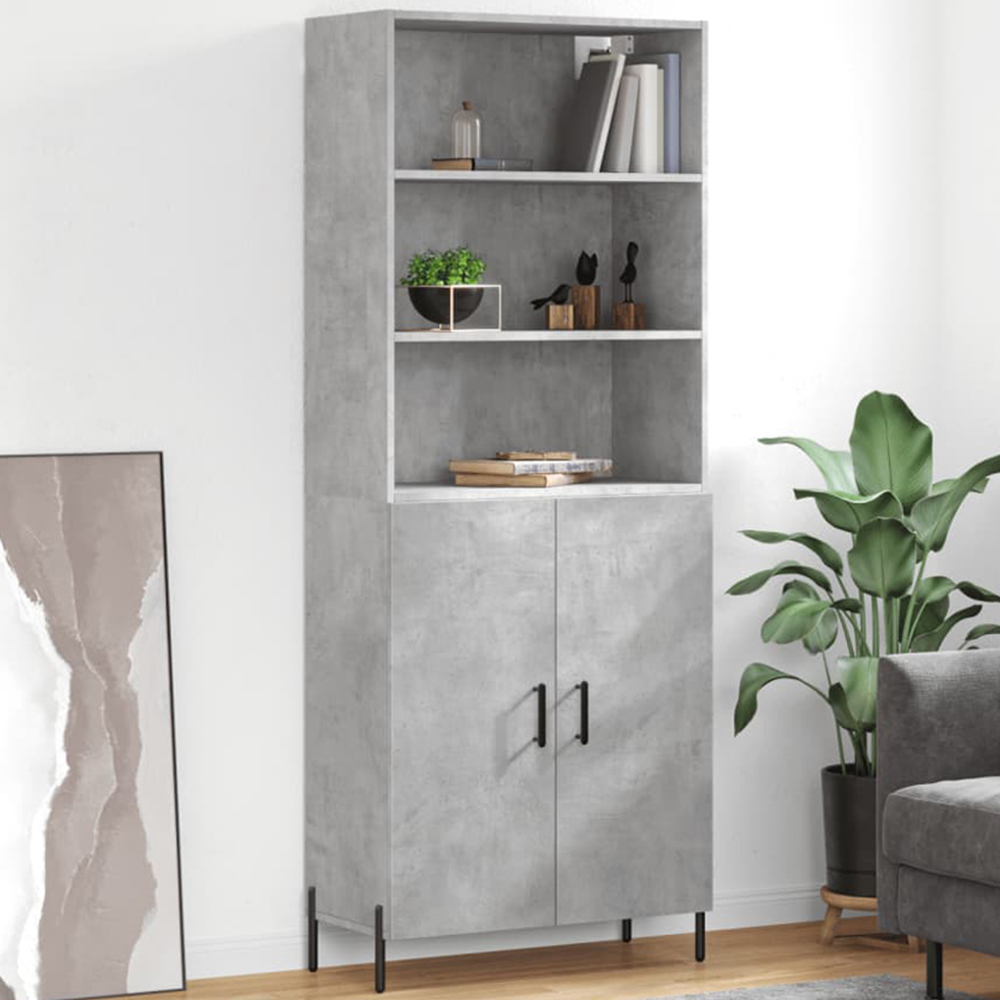 vidaXL 2 Door 3 Shelf Concrete Grey Wooden Cabinet Image 1
