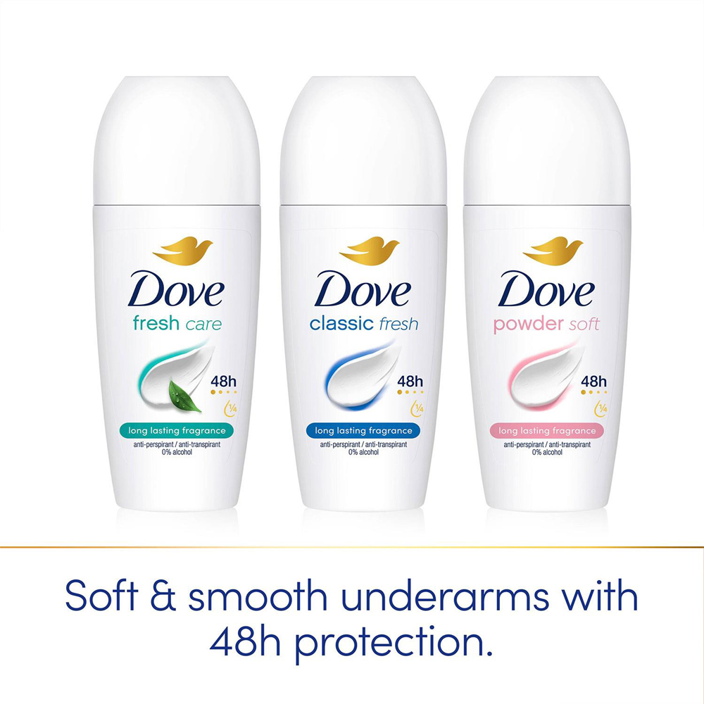 Dove Powder Soft Anti-Perspirant 48H Long Fragrance Roll On 50ml 36 Pack Image 6