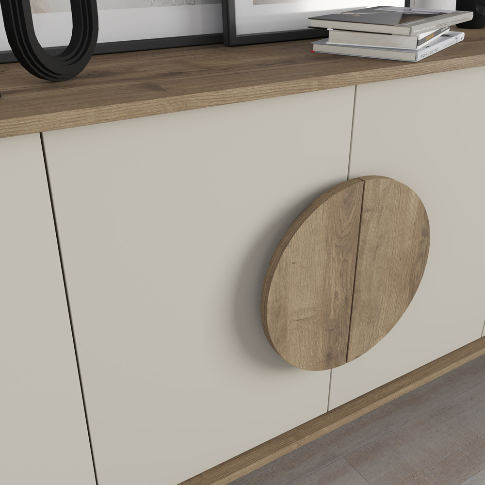 Decortie Gora 4 Door Dark Oak Effect Sandstone Sideboard with Circle Handle Image 3