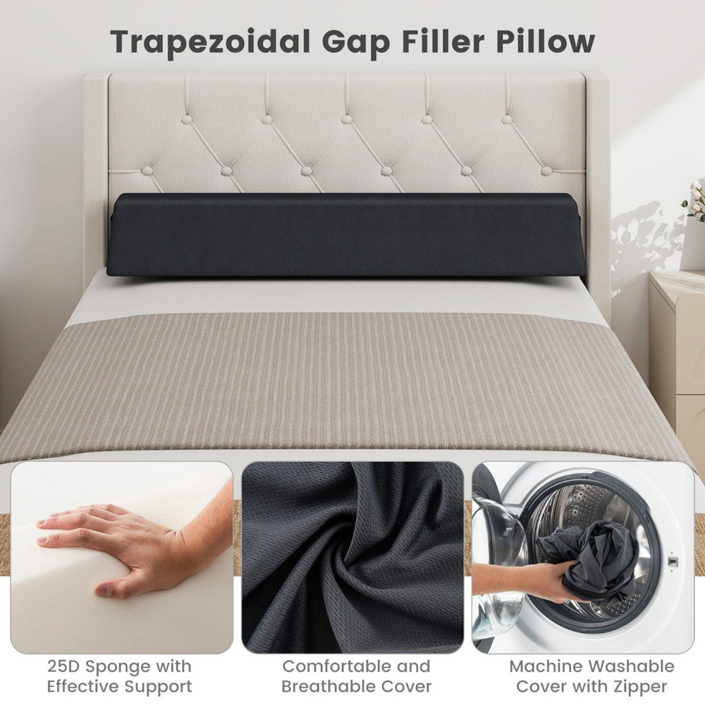 Costway Single Bed Wedge Pillow with 2 Storage Pockets Image 5