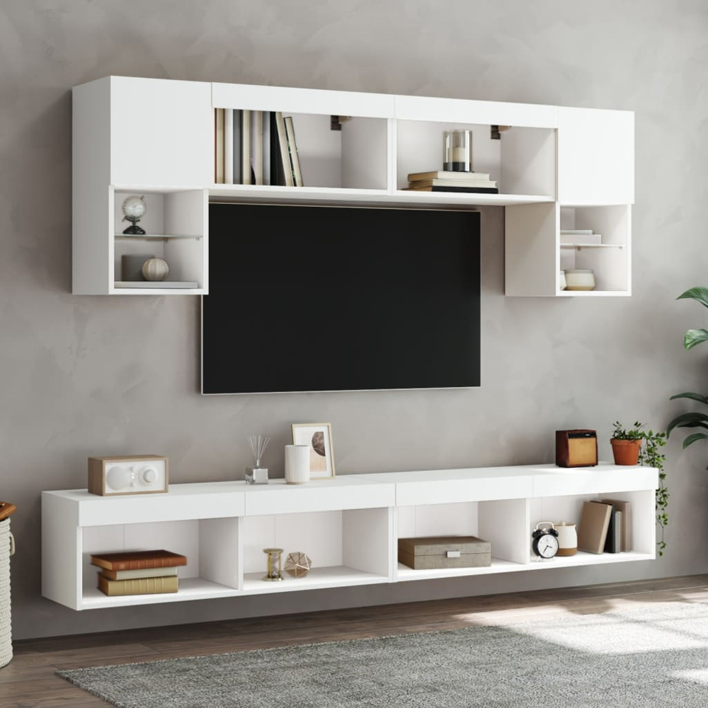 vidaXL 2 Shelf White Wall Mounted LED TV Cabinet Image 8