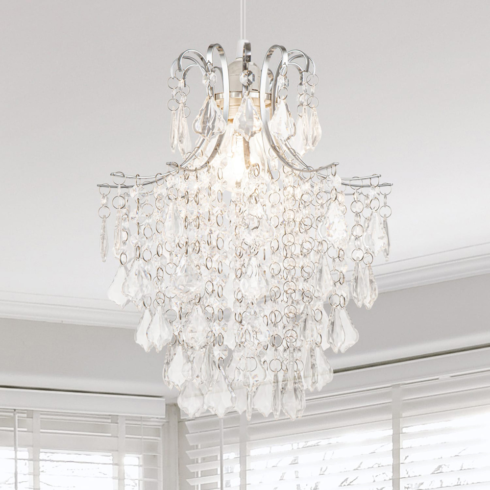 Cosylyte Jasmine Clear Easyfit Classic Beaded Lamp Shade Image 2