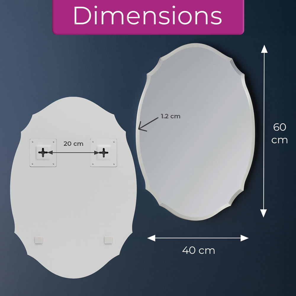 Neo Ellipse Frameless Bevelled Edge Wall Mirror 60 x 40cm Image 7