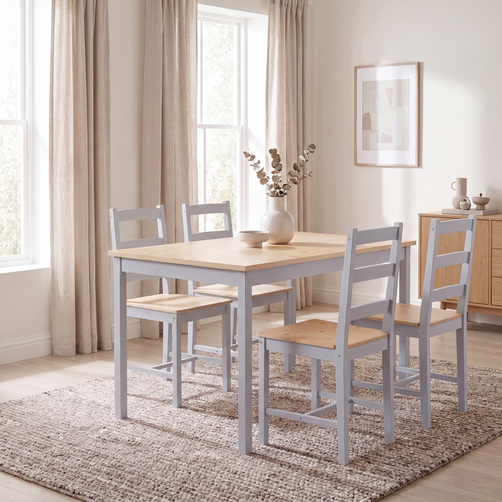 VIDA DESIGNS Yorkshire 4 Seater Dining Set Grey and Pine Image 3