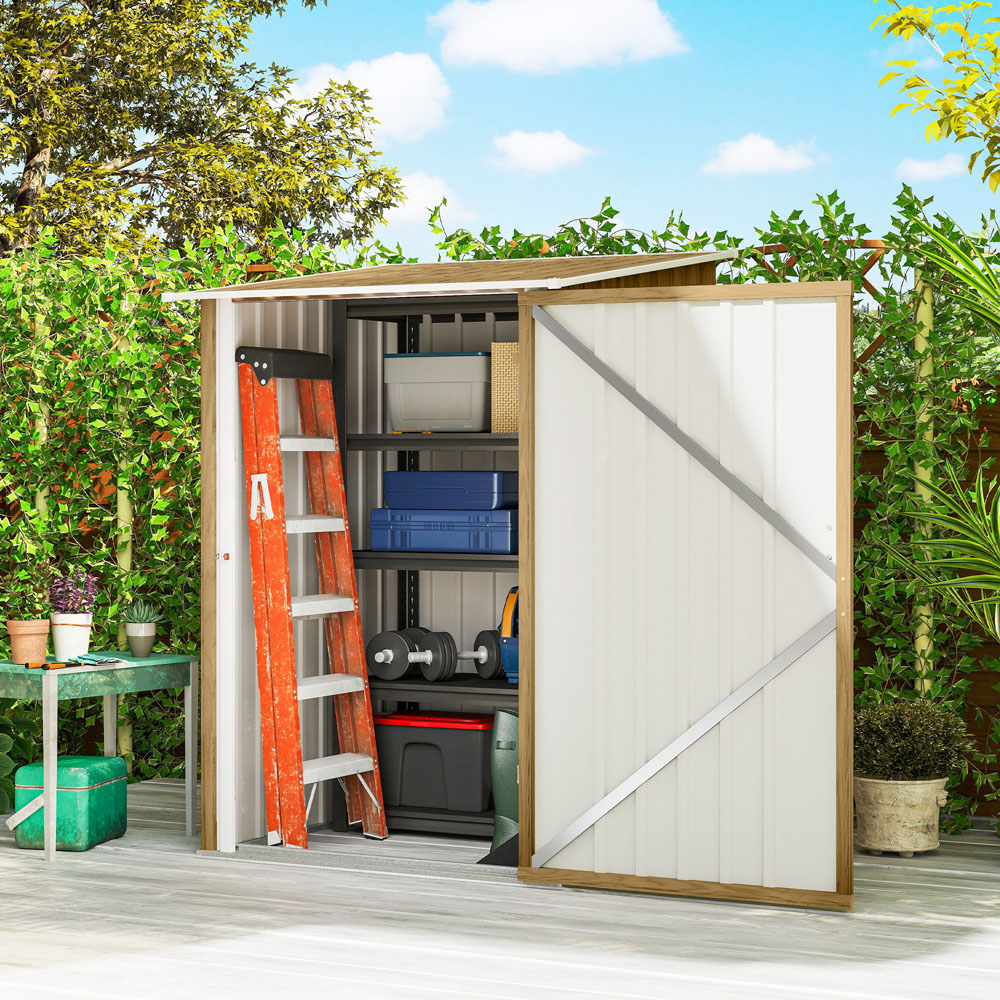 Outsunny 3.3 x 3.4ft Light Brown Galvanised Steel Pent Garden Storage Shed Image 3