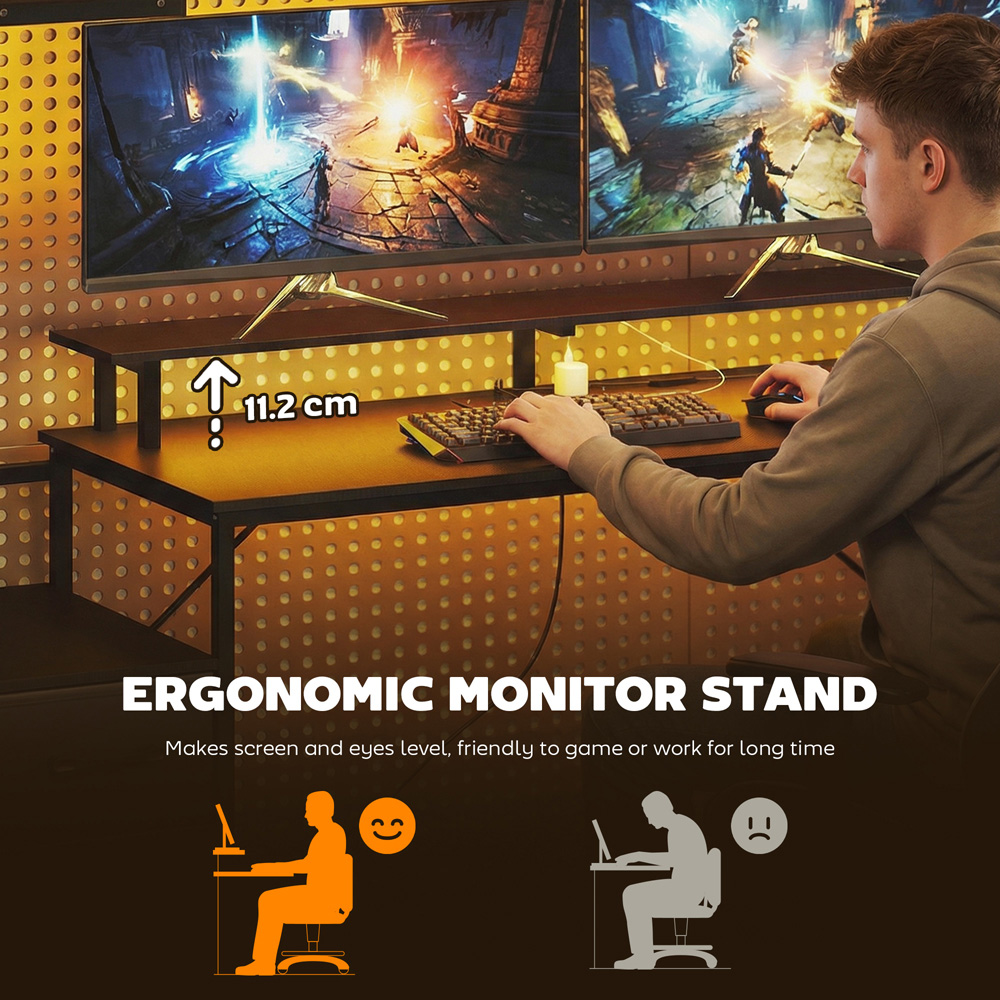 Portland 3 Drawer Black Gaming Desk with Charging Station and RGB Light Image 6