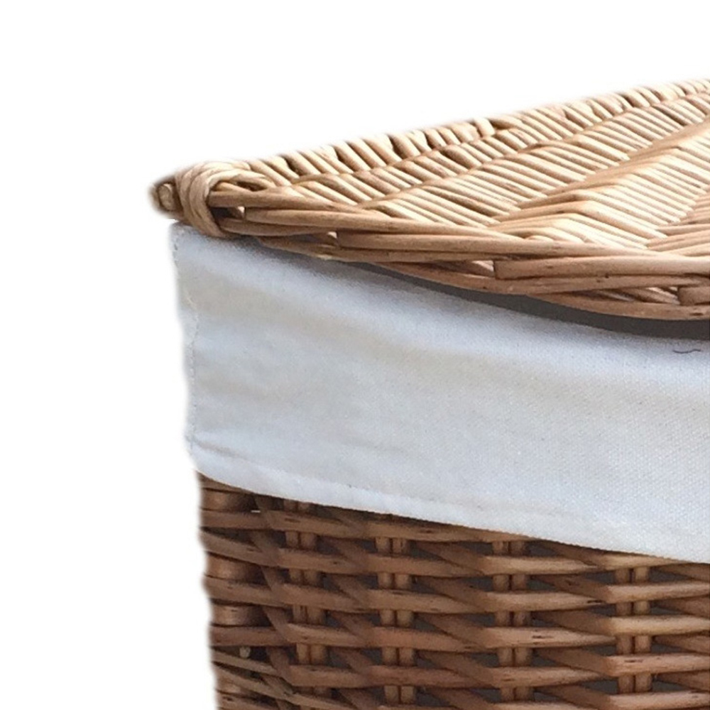 Red Hamper Small Light Steamed Lined Corner Laundry Basket Image 2