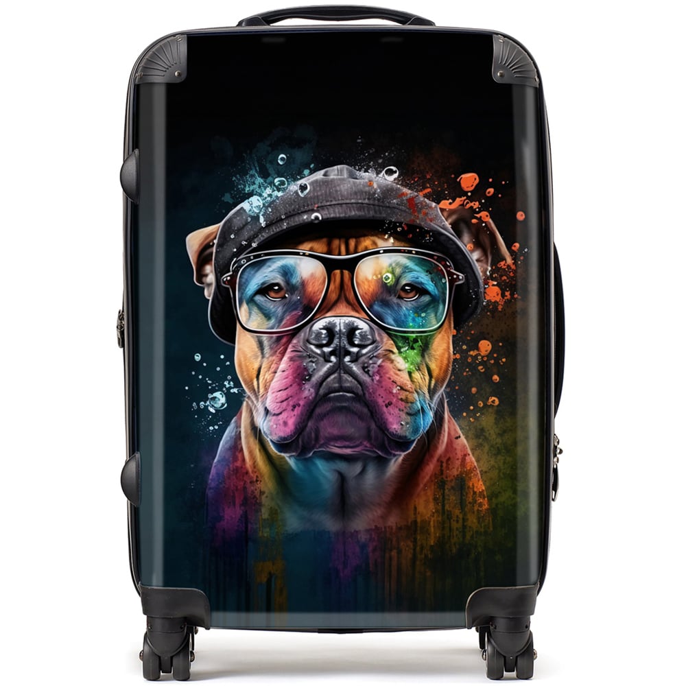 Warren Reed Designer Medium Staffordshire Bull Terrier Dog Splashart Suitcase Image 1