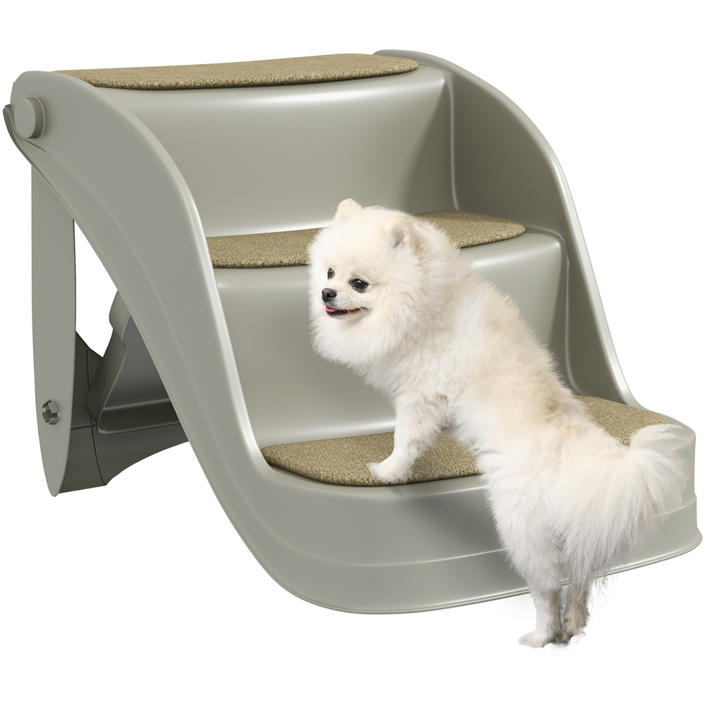 PawHut Grey Small Dog Foldable Stairs Image 1