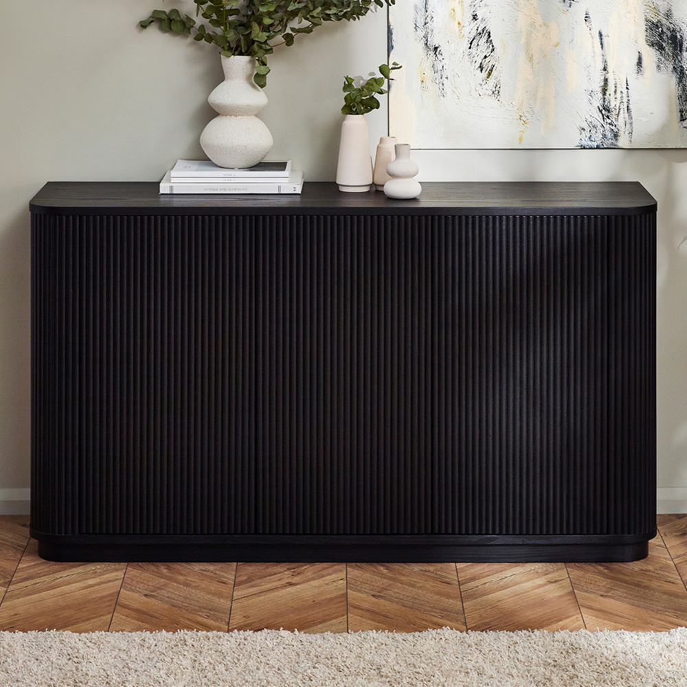 Julian Bowen Louis 3 Door Black Fluted Sideboard Image 1