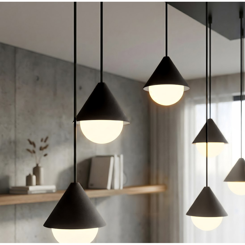 Emibig Giro 6 Light Ring-Shaped Shade Black G9 Ceiling Pendant Light Image 5