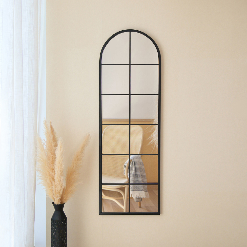 Charles Bentley Bern Black Arch Window Outdoor Wall Mirror 165 x 55cm Image 8