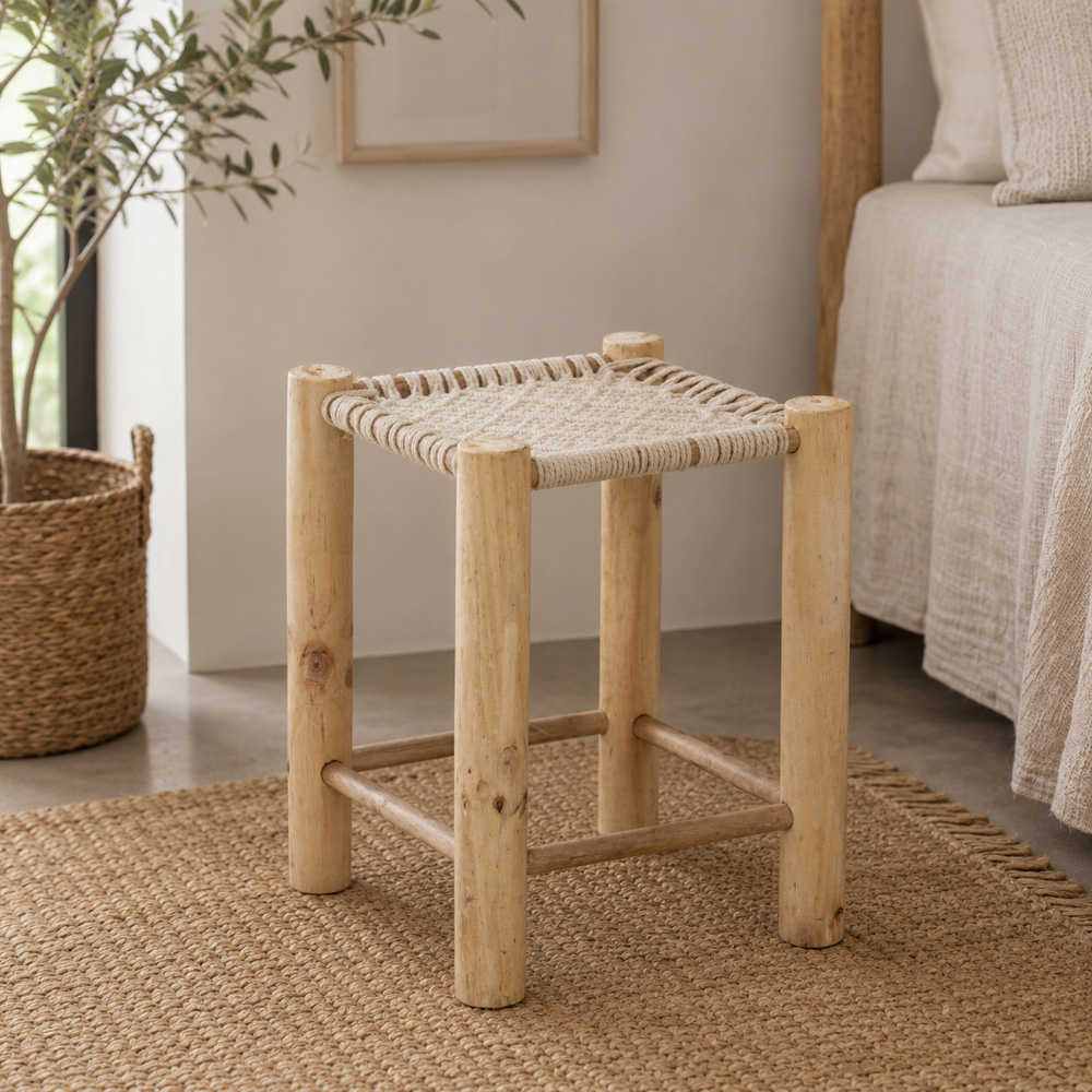 Premier Housewares West Village Off White Stool Image 3