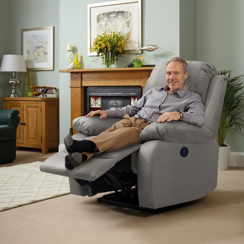 Comfy Living Light Grey Linen Electric Recliner Chair Image 7