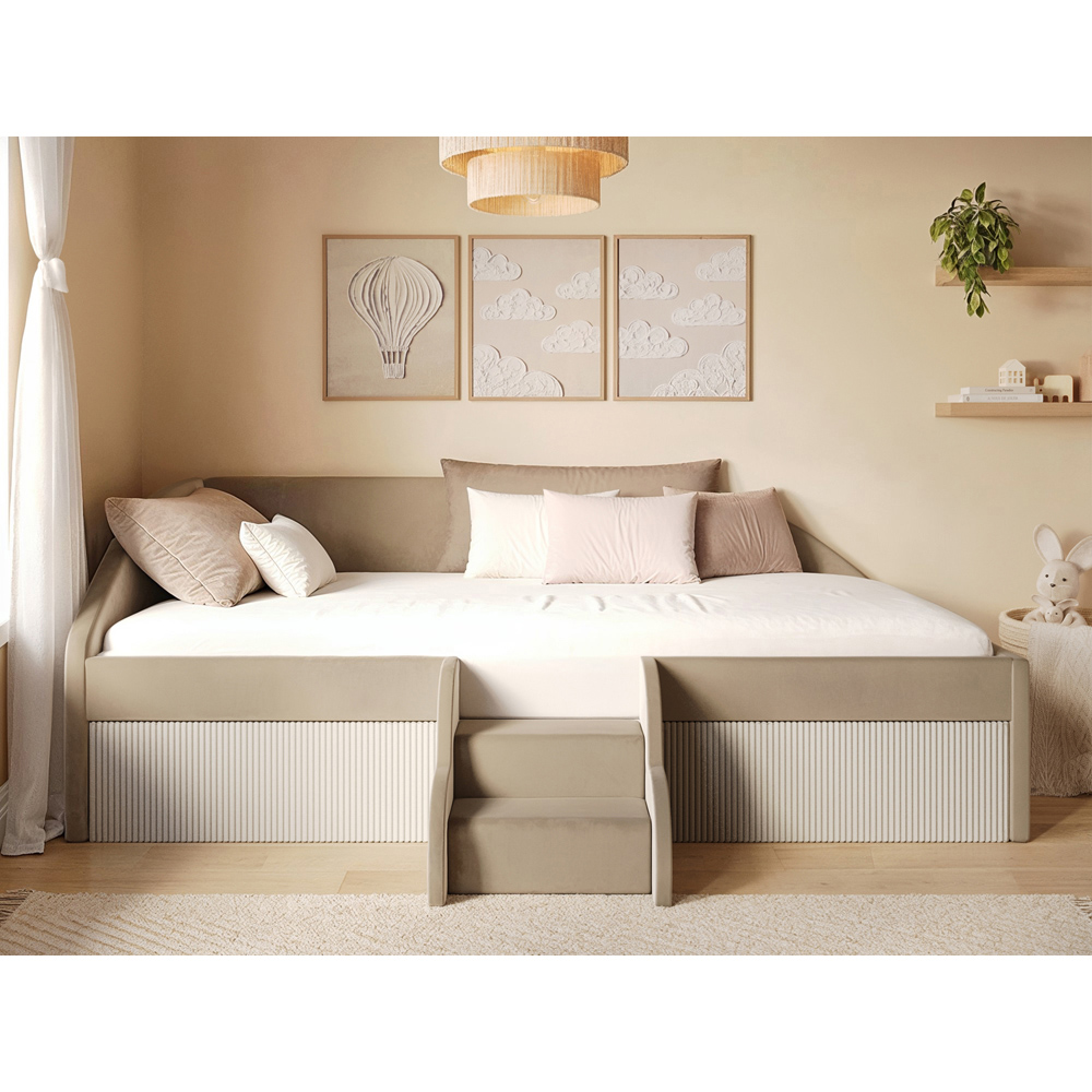 Flair Aviana Beige Velvet and Cord Low Sleeper Bed Image 5