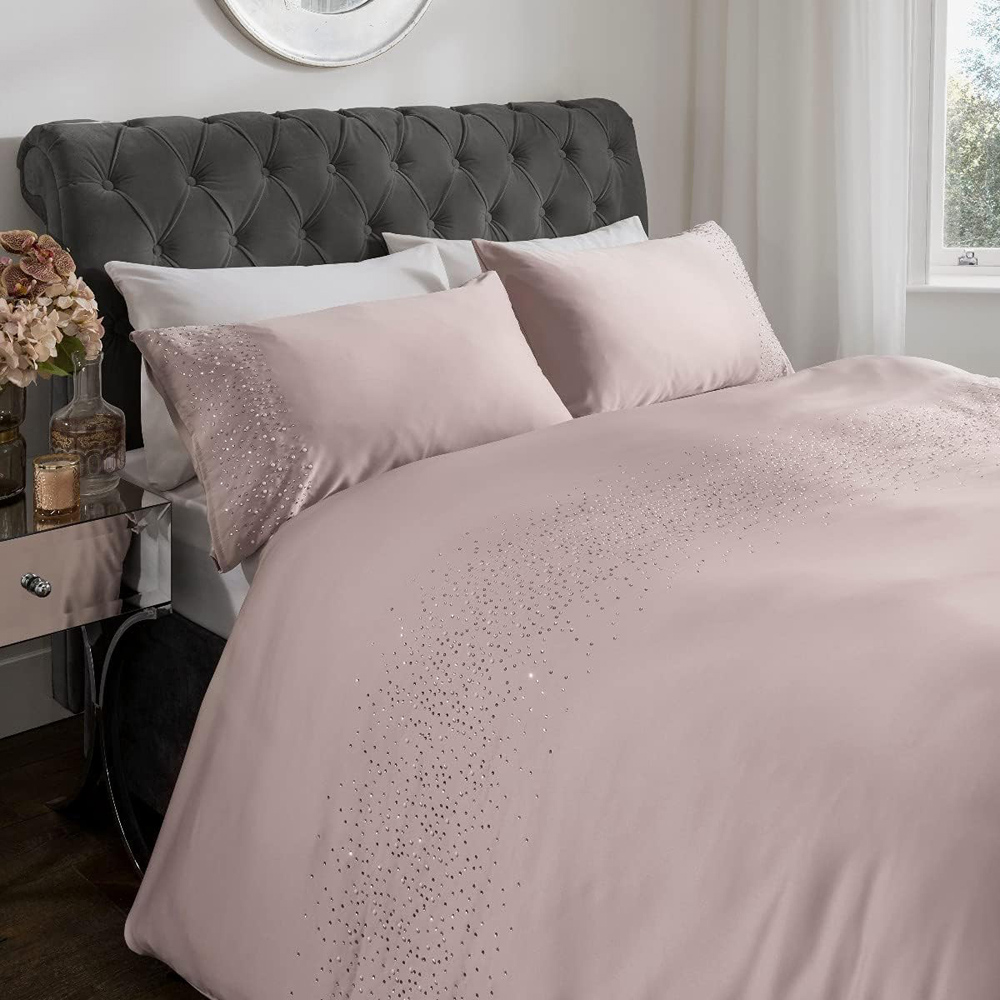Smart Living Single Blush Pink Diamante Embellished Duvet Set Image 5